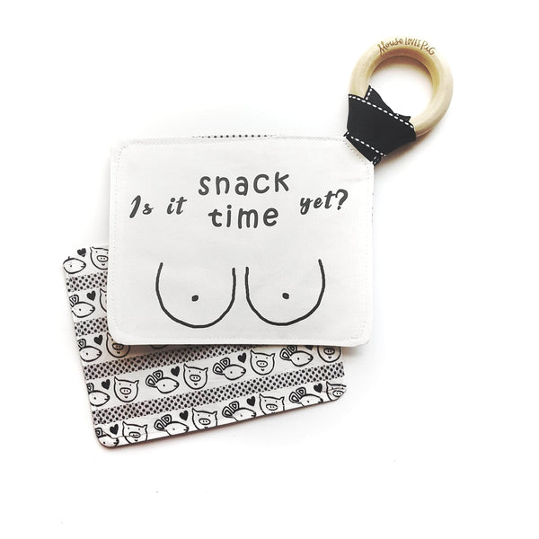 Breastfeeding funny baby gift crinkle toy | Mouse Loves Pig