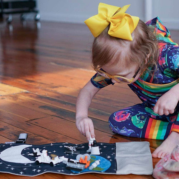 Pretend Play Sets - Space toys for girls. Little girl playing with galaxy toys for kids - Mouse Loves Pig