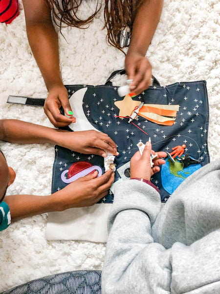 Pretend Play Sets - space playmat with space toys - Mouse Loves Pig